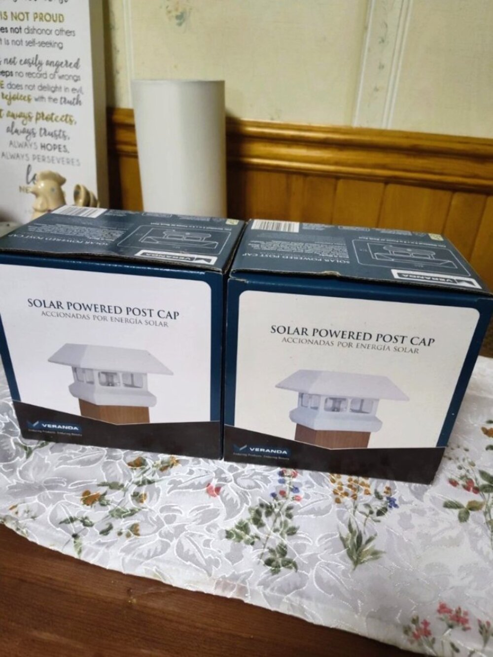 Set of 2 Veranda 4 x 4 in Plastic Solar Powered Post Cap-White